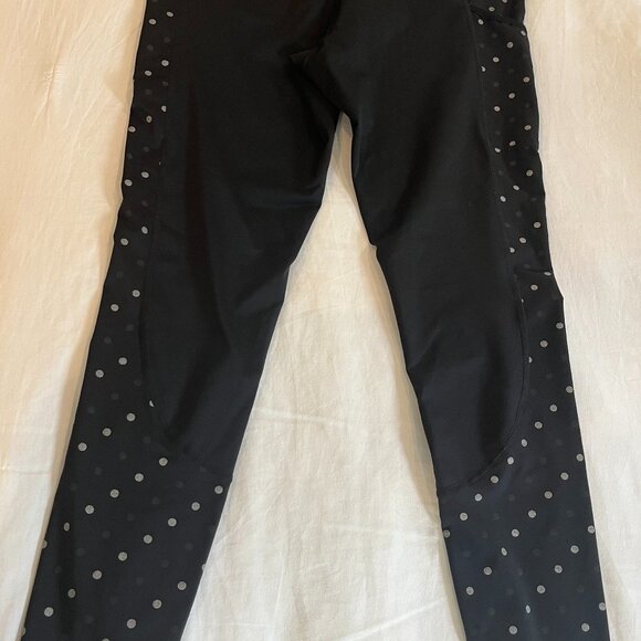Nike Dri Fit Racer Flash Running Leggings Black Polka Dot Pockets Women Size L - Picture 4 of 7